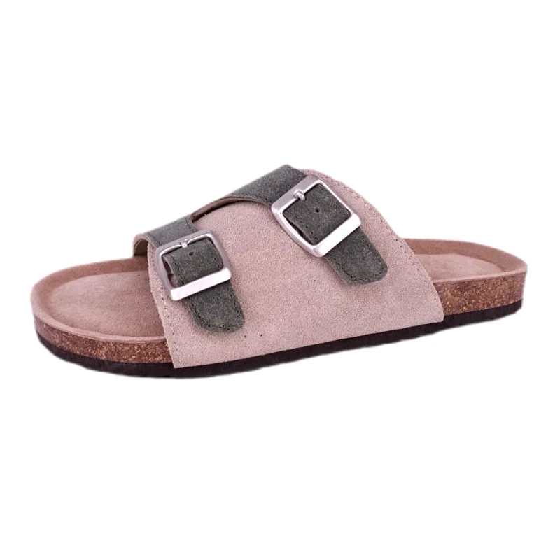 Feminarum duo Fibula Genuina Suede footbed Sandals